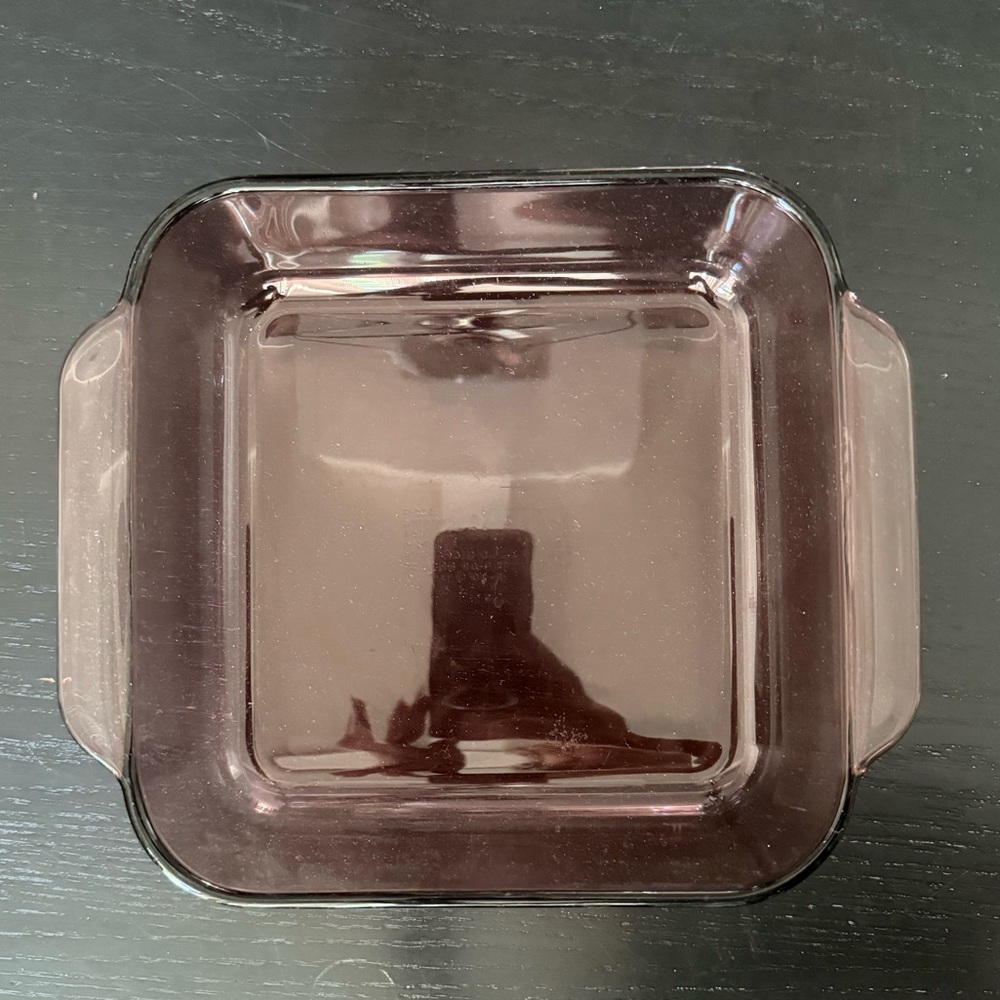 Vintage 1980 Cranberry 8 x 8 inch Glass Bakeware